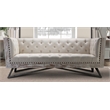 Armen Living Regis Tufted Upholstered Modern Leather Sofa in Cream