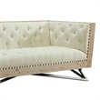 Armen Living Regis Tufted Upholstered Modern Leather Sofa in Cream