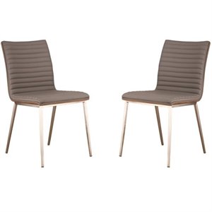Armen Living Cafe Upholstered Modern Faux Leather Dining Chair in Gray