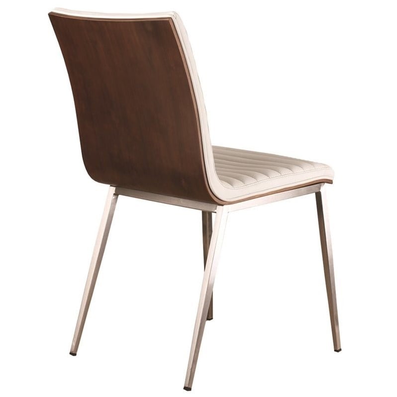 Armen Living Cafe Upholstered Modern Faux Leather Dining Chair in White