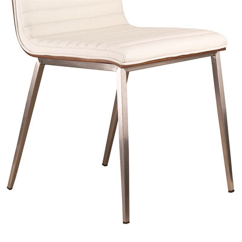 Armen Living Cafe Upholstered Modern Faux Leather Dining Chair in White