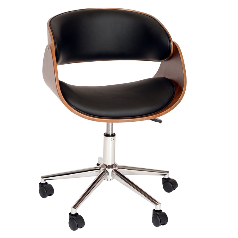 Armen Living Julian Modern Faux Leather Office Chair in Black
