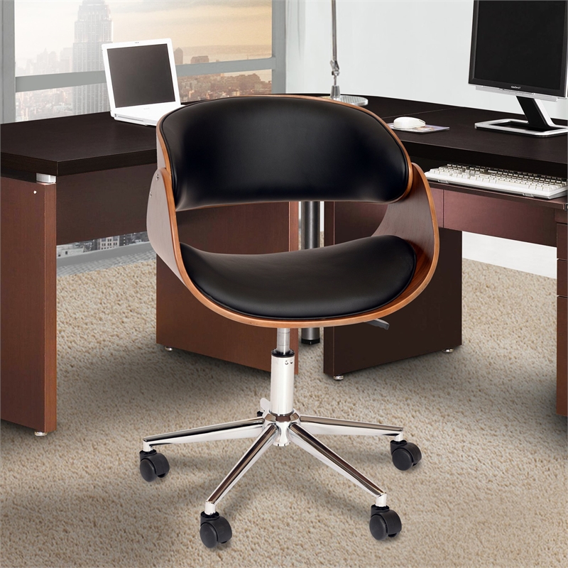 Armen Living Julian Modern Faux Leather Office Chair in Black