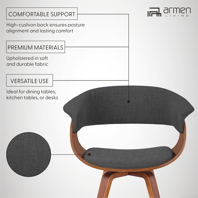 Armen Living Summer Modern Fabric Upholstered Accent Chair in Charcoal