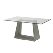 Armen Living Bravo Contemporary Glass & Wood Dining Table in Brown/Clear