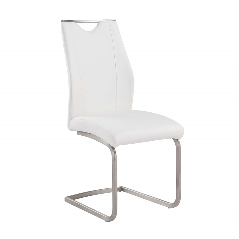 Armen Living Bravo Modern Faux Leather Dining Chair in White