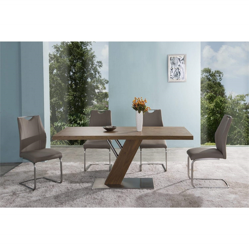 Armen Living Bravo Modern Faux Leather Dining Chair in White