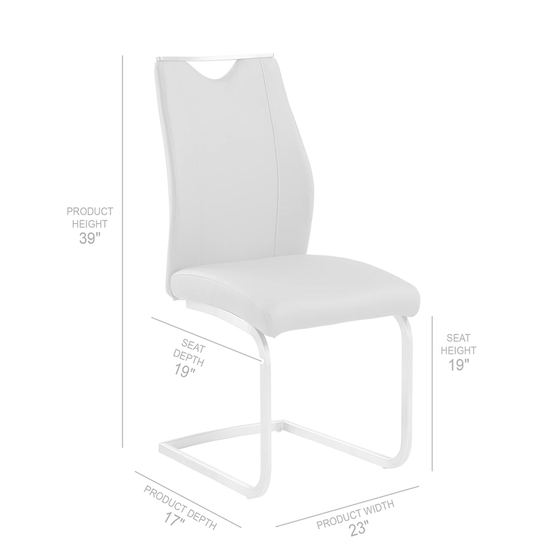 Armen Living Bravo Modern Faux Leather Dining Chair in White