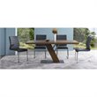 Armen Living Fusion Faux Leather & Metal Dining Chai in Gray/Stainless Steel