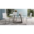 Armen Living Fusion Modern Faux Leather Dining Chai in White