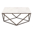 ZUO Tintern Faux Marble Top Coffee Table in White/Bronze