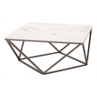 ZUO Tintern Faux Marble Top Coffee Table in White/Bronze
