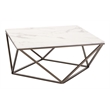 ZUO Tintern Faux Marble Top Coffee Table in White/Bronze