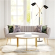 ZUO Deco Modern Polyester Velvet Upholstered Sofa in Beige & Gold