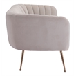 ZUO Deco Modern Polyester Velvet Upholstered Sofa in Beige & Gold
