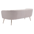 ZUO Deco Modern Polyester Velvet Upholstered Sofa in Beige & Gold