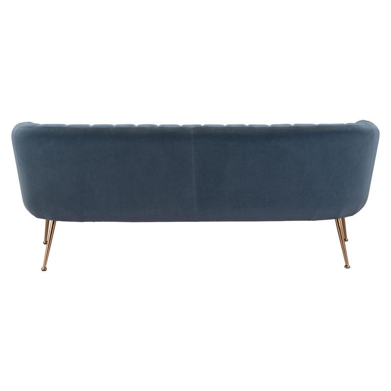ZUO Deco Modern Polyester Velvet and Stainless Steel Sofa in Gray & Gold