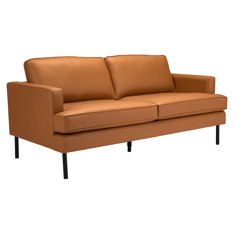 ZUO Decade Modern Polyurethane Upholstered Sofa in Brown/Black