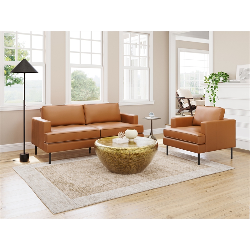 ZUO Decade Modern Polyurethane Upholstered Sofa in Brown/Black
