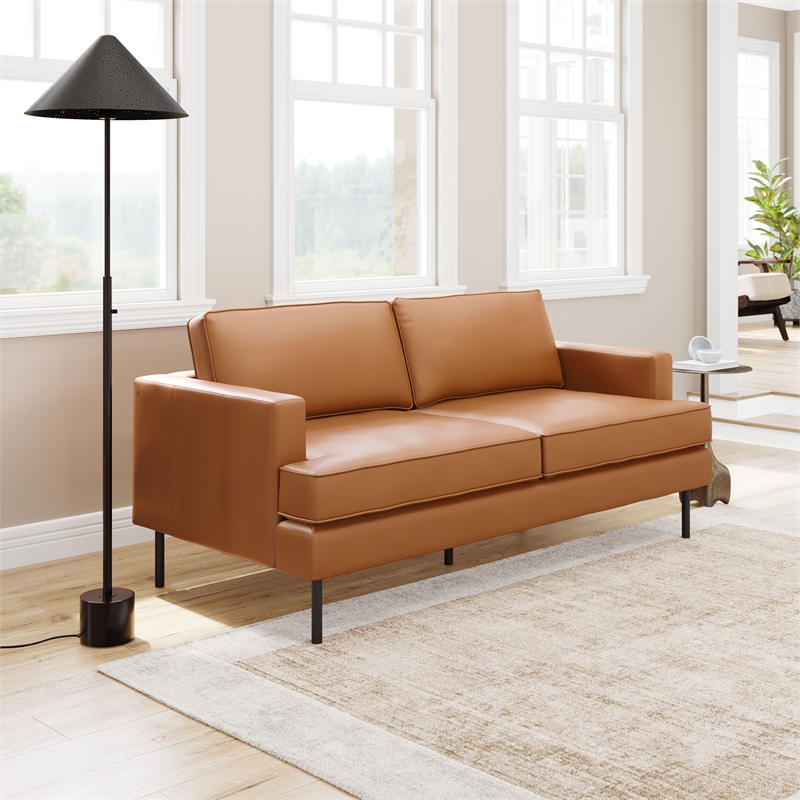 ZUO Decade Modern Polyurethane Upholstered Sofa in Brown/Black