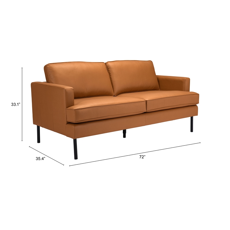 ZUO Decade Modern Polyurethane Upholstered Sofa in Brown/Black