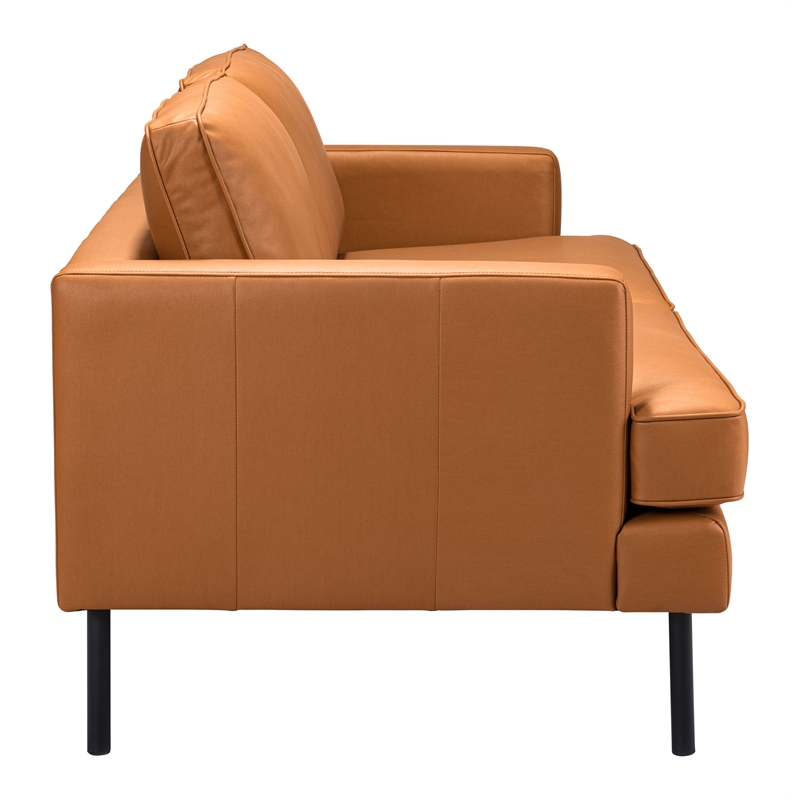 ZUO Decade Modern Polyurethane Upholstered Sofa in Brown/Black