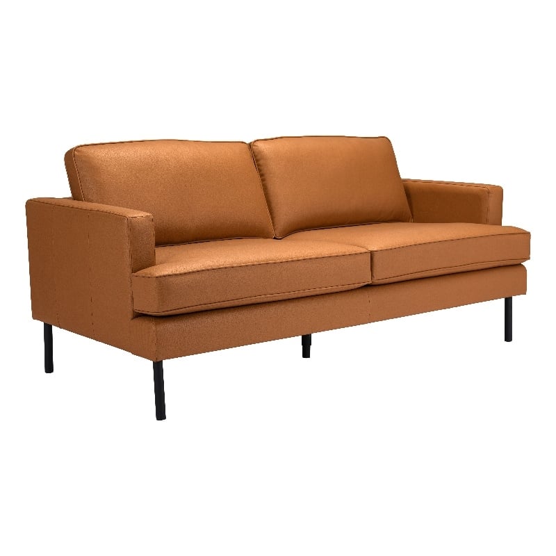 ZUO Decade Modern Polyurethane Upholstered Sofa in Brown/Black