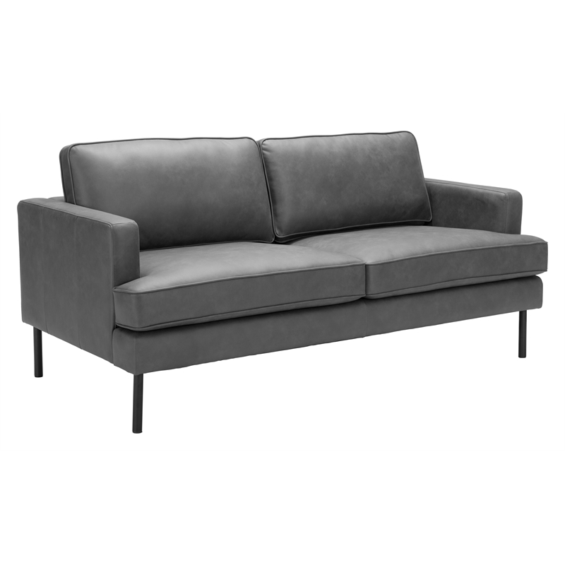 ZUO Decade Modern Polyurethane Upholstered Sofa in Vintage Gray/Black