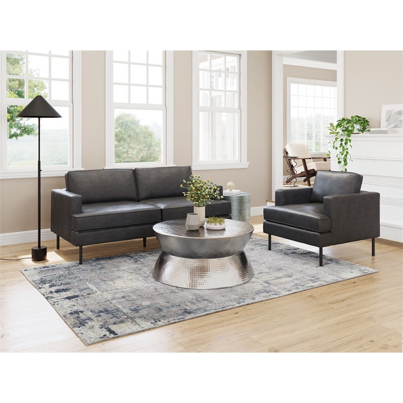 ZUO Decade Modern Polyurethane Upholstered Sofa in Vintage Gray/Black