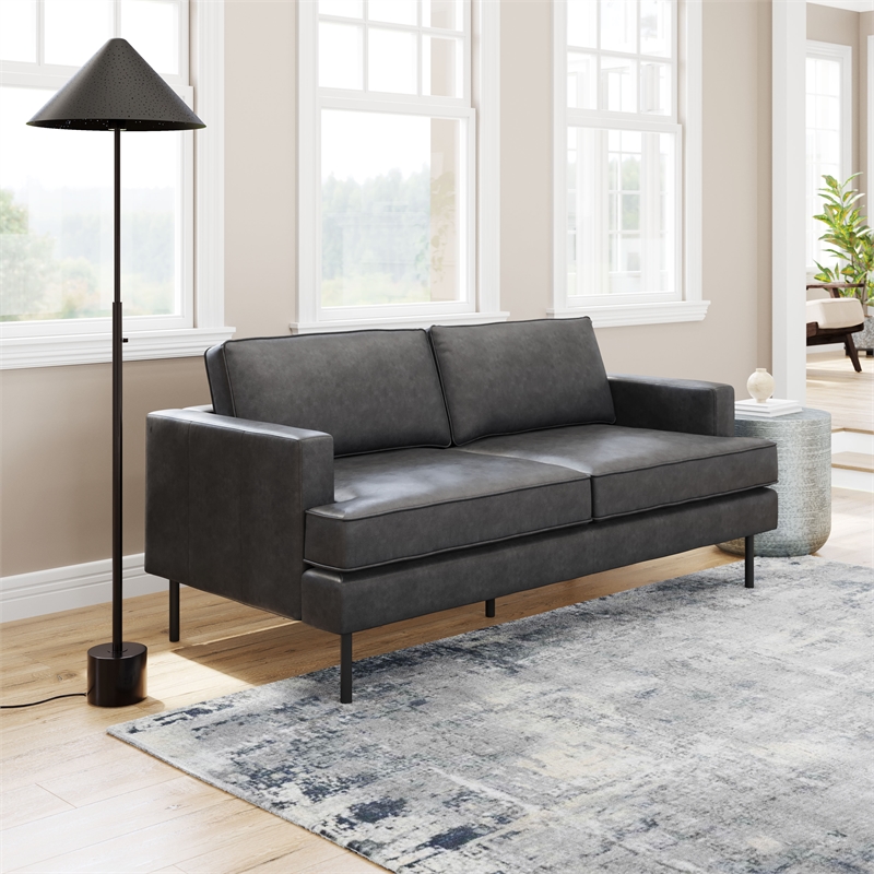 ZUO Decade Modern Polyurethane Upholstered Sofa in Vintage Gray/Black