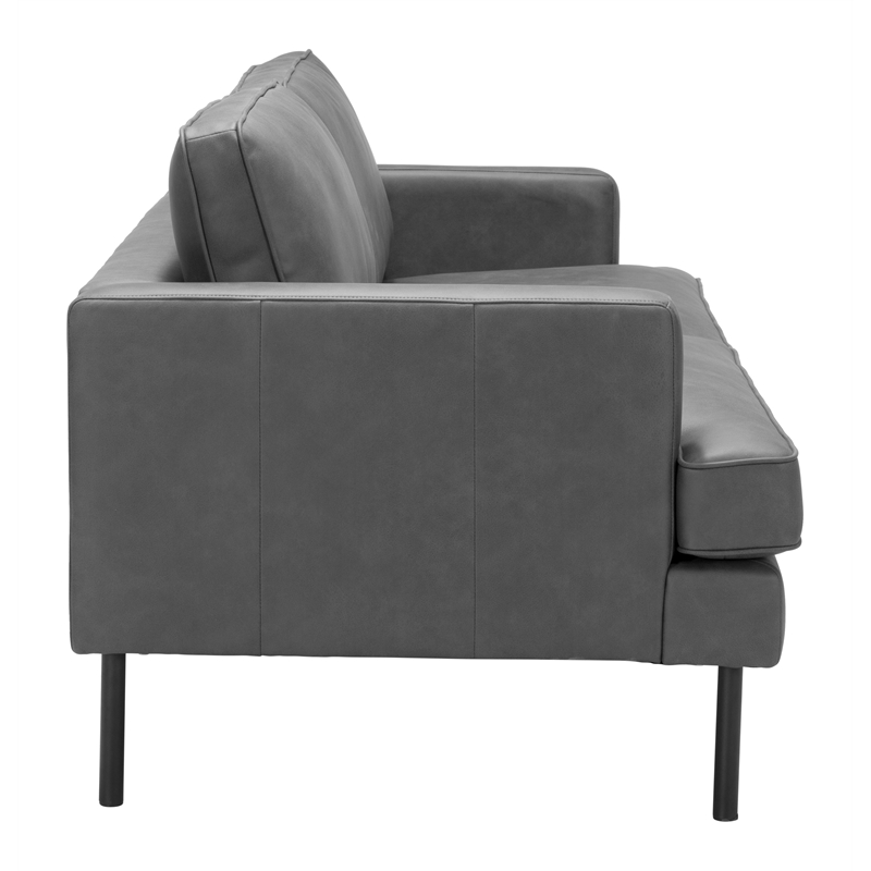 ZUO Decade Modern Polyurethane Upholstered Sofa in Vintage Gray/Black