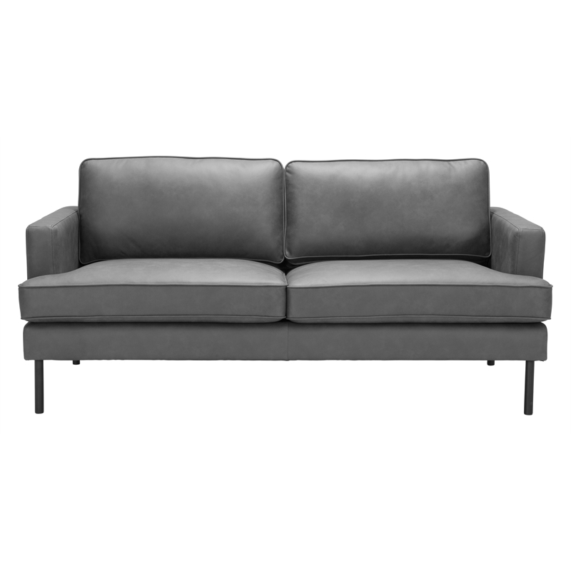 ZUO Decade Modern Polyurethane Upholstered Sofa in Vintage Gray/Black