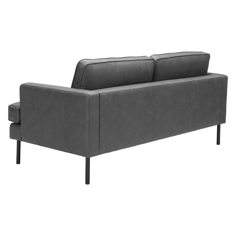 ZUO Decade Modern Polyurethane Upholstered Sofa in Vintage Gray/Black