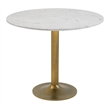 ZUO Fullerton Natural Marble Top Round Dining Table in White & Gold