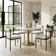 ZUO Fullerton Natural Marble Top Round Dining Table in White & Gold