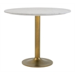 ZUO Fullerton Natural Marble Top Round Dining Table in White & Gold