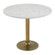 ZUO Fullerton Natural Marble Top Round Dining Table in White & Gold