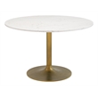 ZUO Ithaca Marble Top Round Dining Table in White and Gold