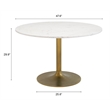ZUO Ithaca Marble Top Round Dining Table in White and Gold