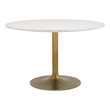 ZUO Ithaca Marble Top Round Dining Table in White and Gold