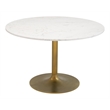 ZUO Ithaca Marble Top Round Dining Table in White and Gold