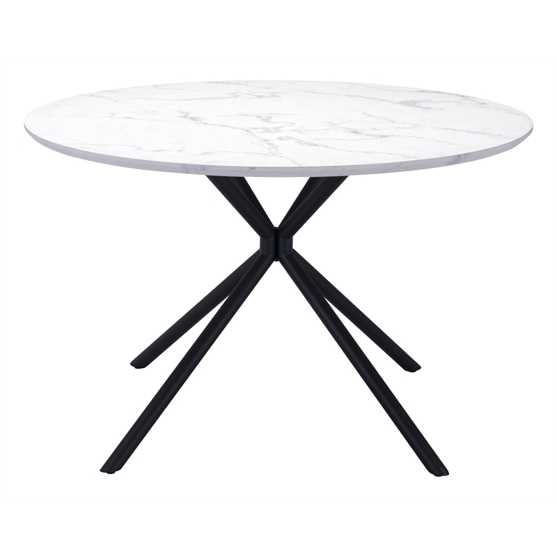 ZUO Amiens MDF Laminate Top with Marble Print Dining Table in White