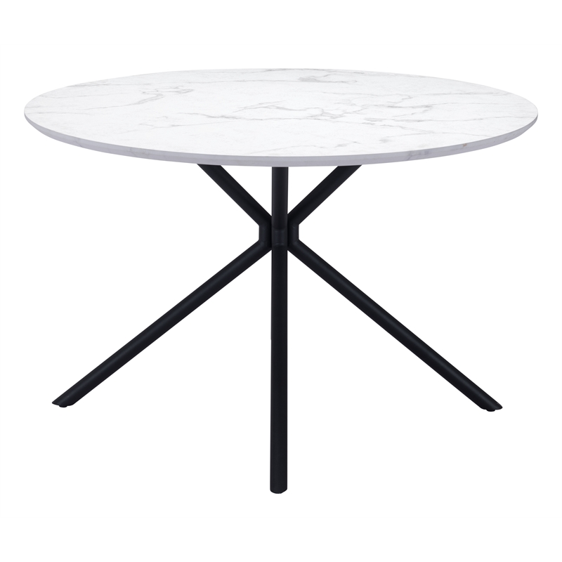 ZUO Amiens MDF Laminate Top with Marble Print Dining Table in White