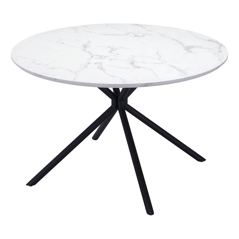ZUO Amiens MDF Laminate Top with Marble Print Dining Table in White