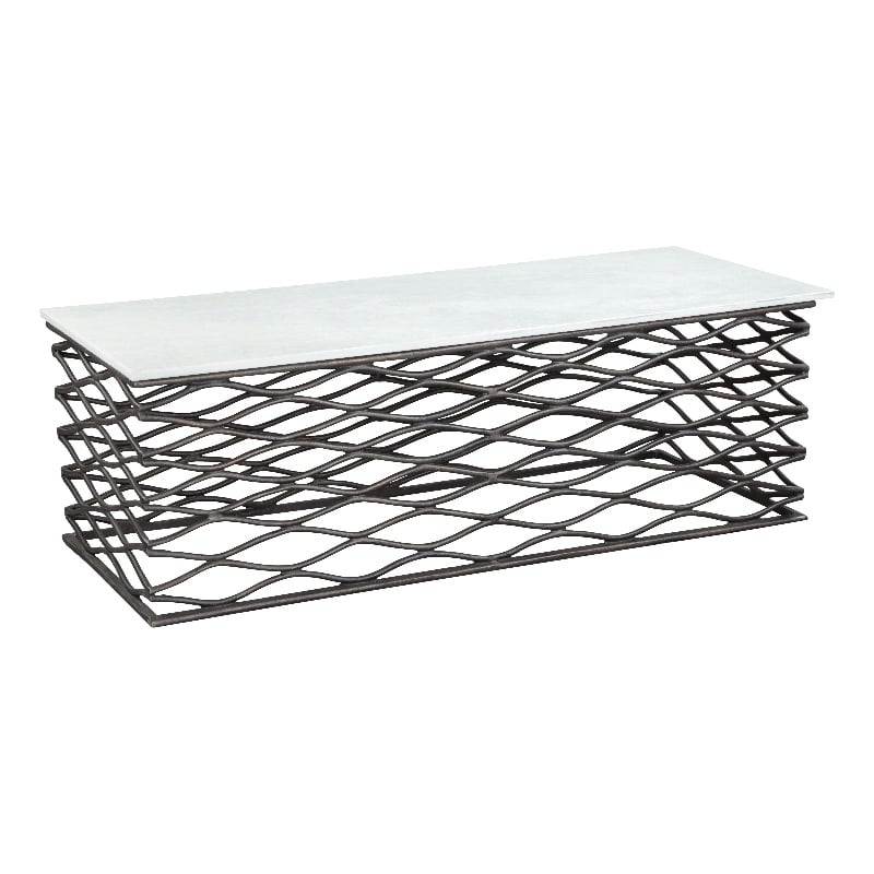ZUO Duchess Coffee Table in White & Antique Bronze