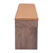ZUO Bonker Faux Leather Upholstered Storage Bench in Brown
