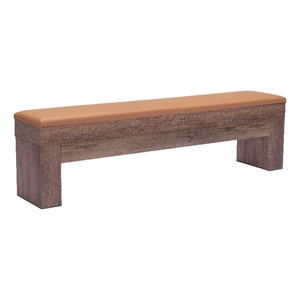 ZUO Bonker Faux Leather Upholstered Storage Bench in Brown