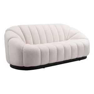 ZUO Bhutan Polyester Shearling Fabric Upholstered Sofa in Cream