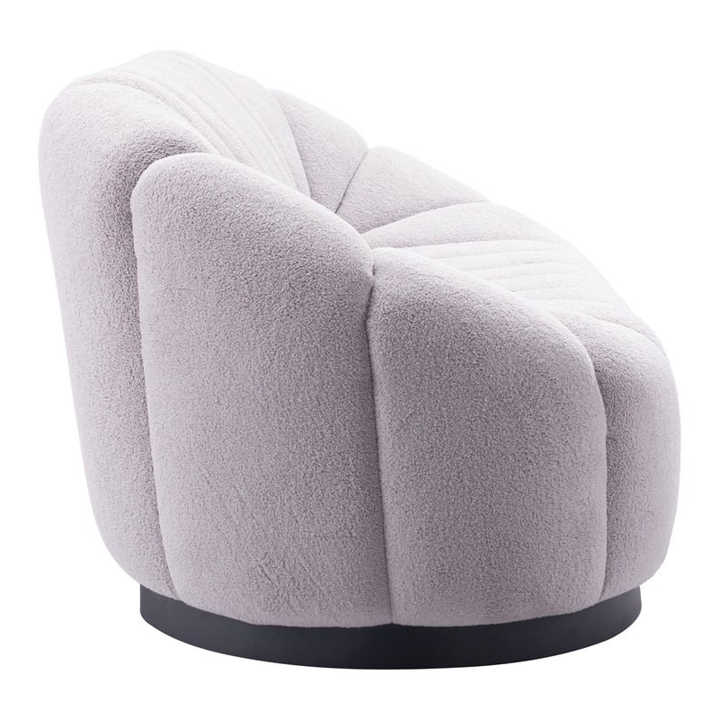 ZUO Bhutan Polyester Shearling Fabric Upholstered Sofa in Light Gray