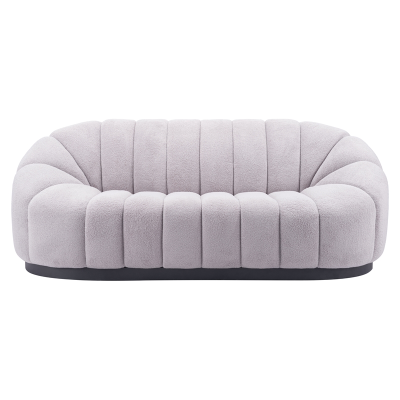 ZUO Bhutan Polyester Shearling Fabric Upholstered Sofa in Light Gray